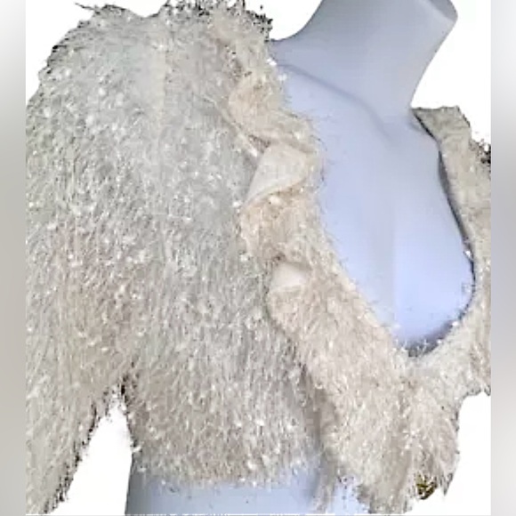 Size XXL…..…White Fluffy Long Sleeve fringe Tie Cardigan.  New…..Sugar Thrillz - Picture 4 of 7